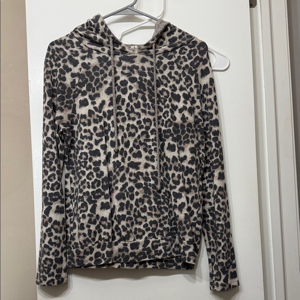 Gray Leopard Print Sweater
